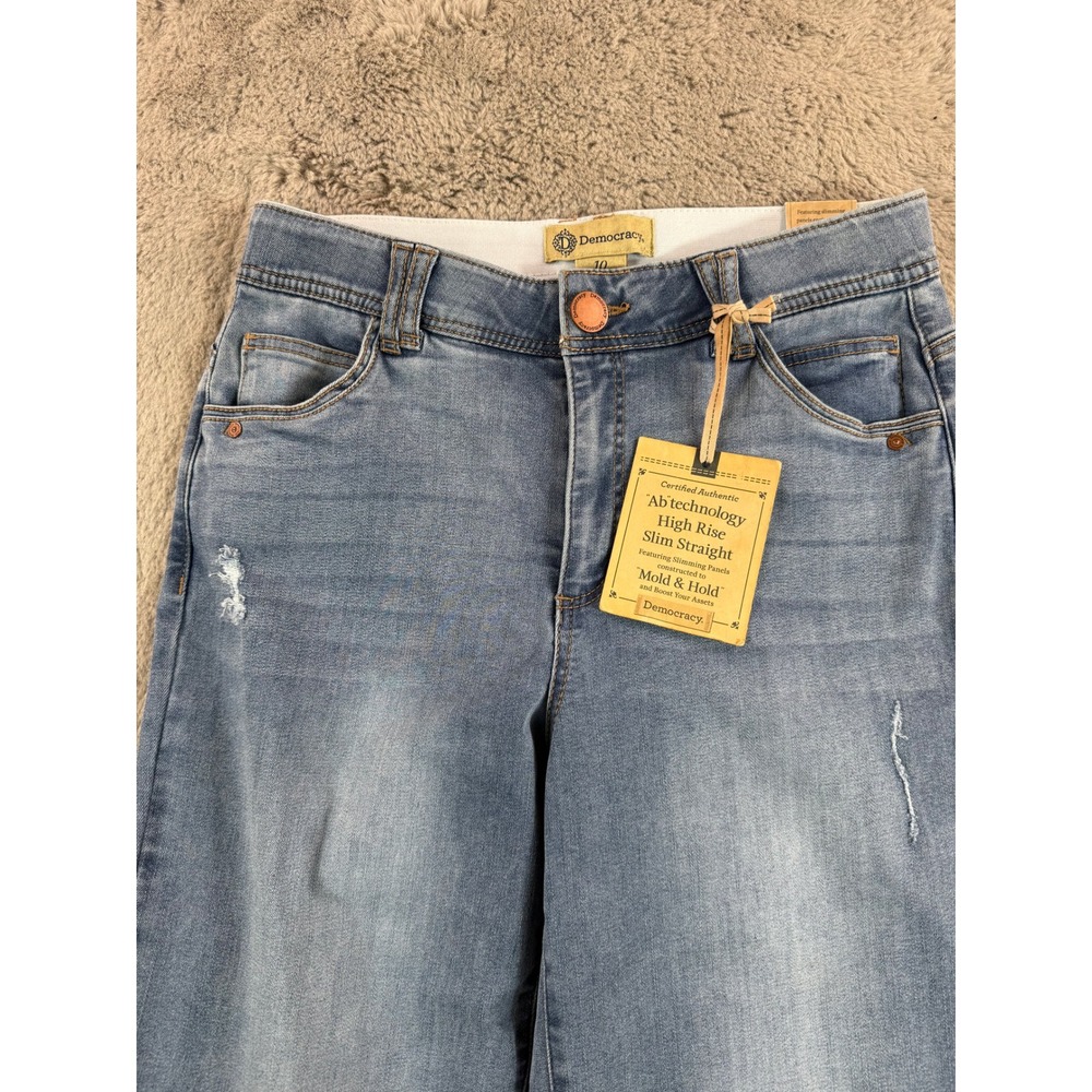 NWT Democracy Ab Technology High Rise Slim Straight Jeans Blue Curve Size 10 - Picture 12 of 12